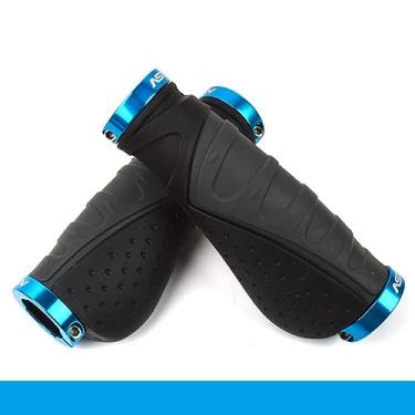 Imagem de Punhos de guidão de bicicleta Alça de torno de liga de alumínio Equipamento de guidão de bicicleta de montanha Acessórios de bicicleta (cinza-azul)