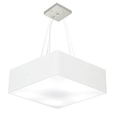 Imagem de Lustre Pendente Quadrado Cúpula Tecido 15/70x70 cm, Vivare Iluminação, Pendente4137 BR, Branco, Grande