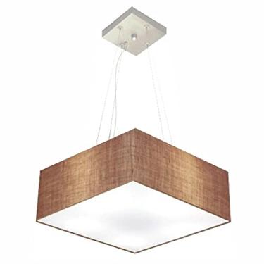 Imagem de Lustre Pendente Quadrado Cúpula Tecido 15/45x45 cm, Vivare Iluminação, Pendente4196 LP, Palha, Médio