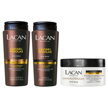 Imagem de Kit Lacan Caviar E Perolas Shampoo Condicionador Mascara