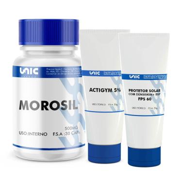 Imagem de Morosil 500mg + Actigym 5% 50g + Protetor Solar FPS 60 com Densiskin 5% + EGF 1% - 30 caps
