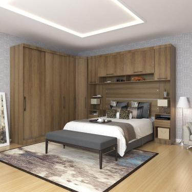 Imagem de Quarto de Canto Casal com Guarda Roupas Cabeceira e Mesas de Cabeceira Paris Luciane Móveis