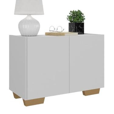 Imagem de Multimóveis Mesa de Cabeceira com Pés 2 Portas MP4134 Branca/Natural 62,5 x 44,5 x 31,5 cm