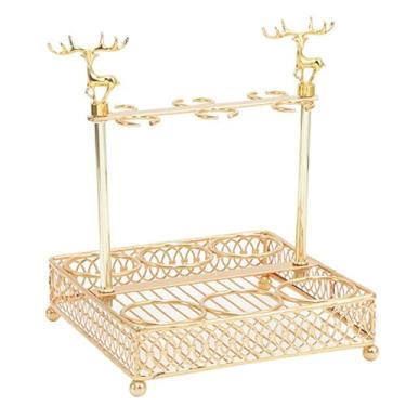 Imagem de Generic Bandeja de copo de vidro rack de copo de água rack de ferro buracos redondos suporte de óculos organizador de produtos vidreiros para festas exposição, quadrado