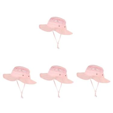 Imagem de SOIMISS 4 Pcs chapéu de sol infantil chapéus de verão para mulheres praia chapéu de praia chapéu de balde de viagem chapéu de sol à beira-mar ajustável visor solar Tampa de malha filho