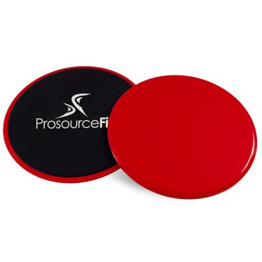 Imagem de ProsourceFit Discos deslizantes para exercícios, deslizantes de dois lados para uso em qualquer superfície em casa ou academia para exercícios de corpo inteiro, conjunto de 2, vermelho