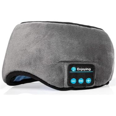 Imagem de Máscara De Sono Para Viagem Música Bluetooth Olho Para Dormir Fones Ouvido Sem Fio Tapa Olho Sono Tranquilo Meditar Relaxante Insônia Ocular Blackout Sem Pressão Macio Confortável Ajustável Portátil Unissex Alto Falante Acessório Multifuncional Descanso Bloqueia Luminosidade Elástico Ajustável Com C
