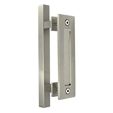 Imagem de Maçaneta de porta de celeiro, alça de aço inoxidável e kit embutido, para portas, móveis de cozinha, armário, gavetas, quadrado/comprimento 30 cm