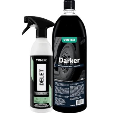 Imagem de Kit Pneu Pretinho Darker 1,5L Limpador de Plasticos e Borrachas Delet 500ml Spray Vonixx