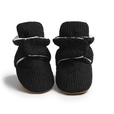 Imagem de Meckior Botas de inverno de lã quente para bebês e meninas recém-nascidos, sapatos para bebês e meninas, A16/Preto, 6-12 Meses