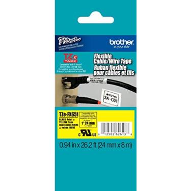 Imagem de Pacote com 2/Fitas genuínas Brother 1" (24 mm) Preto sobre Amarelo Cabo Flexível e Fio TZe P-Touch para Brother PT-9800PCN, PT9800PCN Etiquetadora