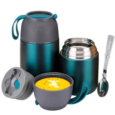 Imagem de Frasco térmico isolado para alimentos quentes e frios para crianças e adultos, recipientes térmicos de alimentos quentes de 17 e 680 g para almoço, pote de aço inoxidável com isolamento de camada
