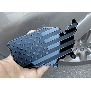 Imagem de MULL Emblema de para-lama automotivo com bandeira preta dos EUA para carros, caminhões, laptop (preto, 17,78 x 10,16 cm)