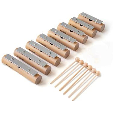 Imagem de MUSICUBE Sinos ressonadores para crianças, xilofone Glockenspiel, 8 notas, instrumento orff de metal para jardim de infância, escola e família, instrumento musical presente para meninos e meninas