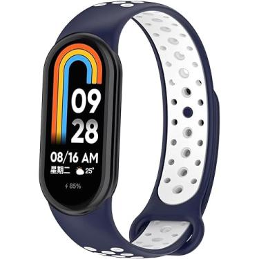 Imagem de Pulseiras NSmart_store com encaixe de metal compatíveis com MI BAND 8 - New version (MI BAND 8, Azul com Branco NK)