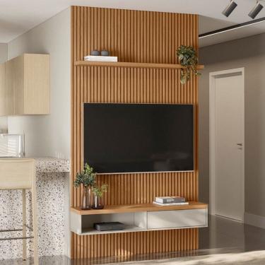 Imagem de Painel para TV Até 60 Polegadas 1 Porta 140 Cm Nature Ripado/Off White - Linea Brasil