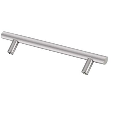 Imagem de Puxadores de móveis Puxador de porta de guarda-roupa Puxador de gaveta de aço inoxidável T Bar Reto Cozinha Armário longo Maçaneta preta prata, prata 96 mm