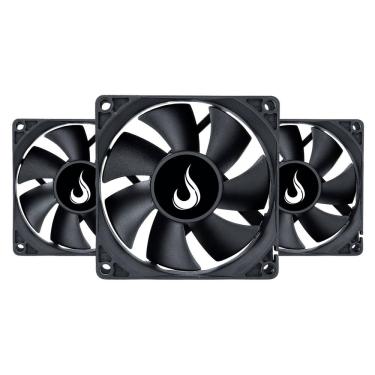 Imagem de Kit 3 Cooler Fan Rise Mode Black 80mm 12v Preto - RM-BK-02-FB