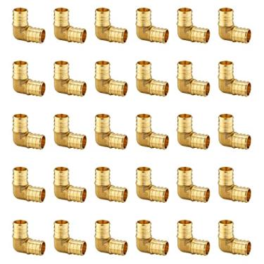 Imagem de Pacote com 30 EFIELD Barb Crimp Pex 1/5.1 cm x 1/2 polegada 90 graus cotovelo acessórios de latão para conexão Pex tubo/tubulação