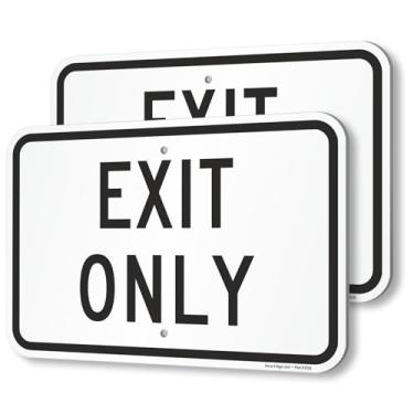 Imagem de SmartSign (pacote com 2) Placa de saída apenas de 45 x 30 cm, composto de alumínio de 120 mm de espessura (ACM), material refletivo de grau de engenheiro, preto e branco