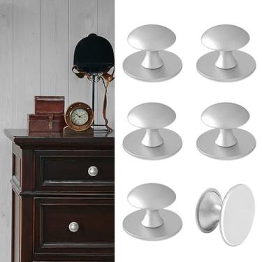 Imagem de CcHhyyt Puxadores adesivos de armário 6 peças puxadores autoadesivos prateados sem furadeira gaveta puxadores de aço inoxidável para armários de medicamentos gaveta armários porta deslizante de vidro