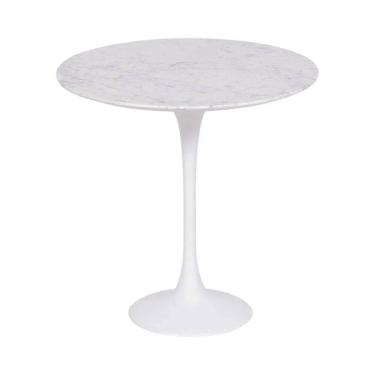 Imagem de Mesa Saarinen Lateral Carrara 42cm - Base Branca