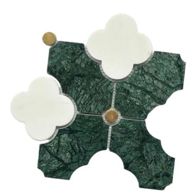 Imagem de Ioensy Painéis de parede de mármore das telhas de parede, telhas de mosaico impermeáveis feitas à mão modernas das flores telhas de parede do mosaico para o