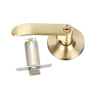 Imagem de Generic Maçaneta da porta fechadura da porta liga de alumínio único lado ferragem interior maçaneta da porta para sala de estar, interior, banheiro, ouro