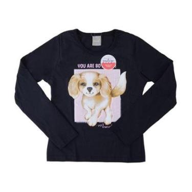 Imagem de Blusa Infantil Feminina Brandili Mundi Cotton Preta - 549780-Feminino