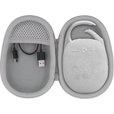 Imagem de co2CREA Estojo rígido de substituição para Clip 5, impermeável, portátil, sem fio, mini alto-falante Bluetooth (capa branca)