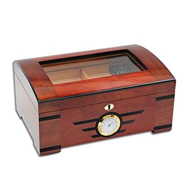 Imagem de Caixa de charutos MidiLi, comporta 100 charutos, armário portátil para charutos de pinho, grande capacidade, umidificador duplo para charutos, clássico/985