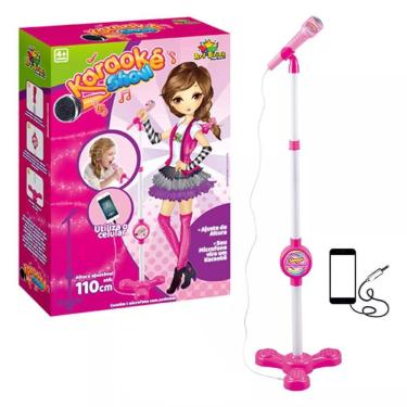 Imagem de Microfone Karaokê com Pedestal Menina Use no Celular Cantar Criança