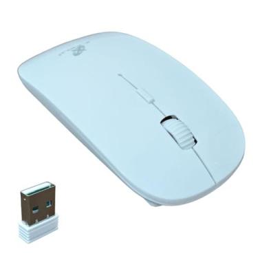 Imagem de Mouse Sem Fio Ergônomico Wireless 2.4Ghz Adaptador USB X-CELL, BRANCO