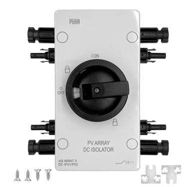 Imagem de KarlKers Interruptor de desconexão rápida solar PV DC IP66 64 Amp, caixa combinadora solar de 1000 V, interruptor de desconexão do painel solar fotovoltaico com conector solar para sistema de energia