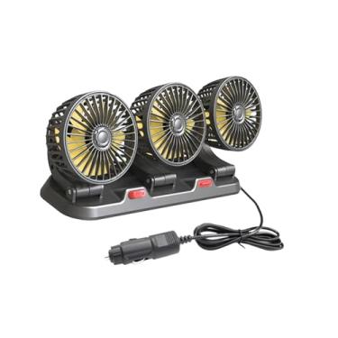 Imagem de Wswqop Ventilador de Refrigeração para Carro, Cabeça Tripla, Portátil, Baixo Ruído, Caminhão, Suv, Rotativo, Multifuncional, Ventilador de Circulação de Ar, 12V 12w