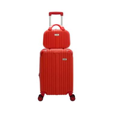 Imagem de Mala de bordo com frasqueira viagem 4 rodas dupla 360 abs - CHX, Verme