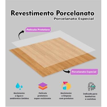 Imagem de 10 Pisos Porcelanato Vinílico Autocolante Lavável Adesivo Para Chão - 