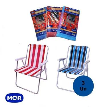 Imagem de Kit 3 Unidades Refil Capa Tela Para Cadeira de Praia Alta - Mor