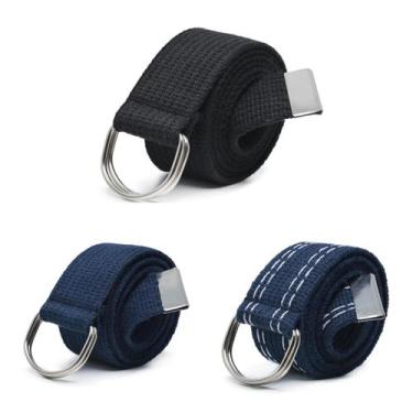 Imagem de Kit 3 Cinto Masculino Correia Lona Largo Fivela Argola Sport, Preto, A