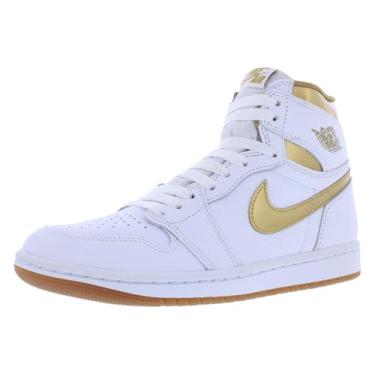 Imagem de Tênis feminino Air Jordan 1 Retro High OG ouro branco (FD2596-107, branco e dourado), Branco e dourado., 34
