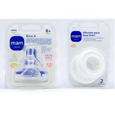 Imagem de Kit Válvula Para Mamadeira Anticolicas Easy Start e Bico X Mam 2 Unida