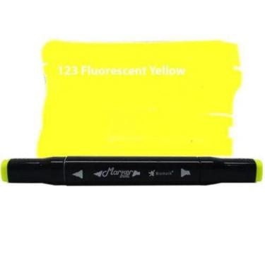 Imagem de Caneta Marcador Ponta Dupla Marker Dual Bismark 123 Fluoresccent Yello