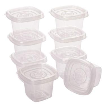 Imagem de Pote de plástico porta tempero Pop quadrado com 8 unidades de 70ml inc