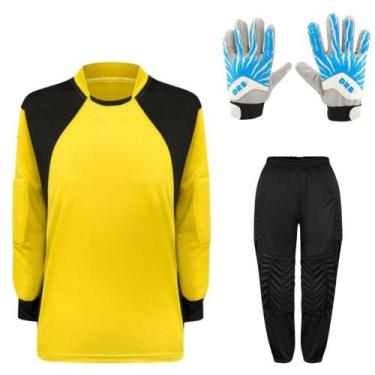 Imagem de Kit de Goleiro Infantil Camisa + Calça Acolchoada + Luva  - TRB, Amare