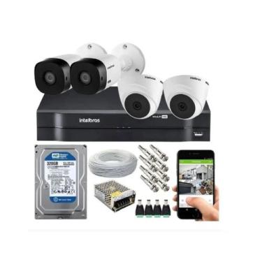 Imagem de Kit 4 Câmeras Segurança Intelbras 720p + Dvr Mhdx Multi Hd + HD 320GB