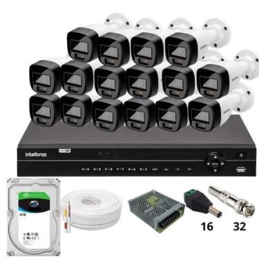 Imagem de Kit 16 Câmeras Intelbras 1220b Full Color  Dvr Intelbras Mhdx 1232 Hd 