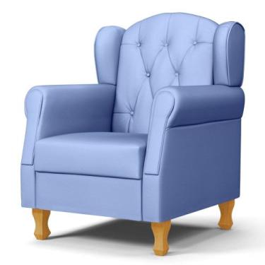 Imagem de Poltrona de Amamentação com Pés de Madeira Letícia Sintético Azul - Ph