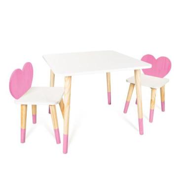 Imagem de Kit Mesa e 2 Cadeiras Infantil Coração - Eita Casa Perfeita, Rosa