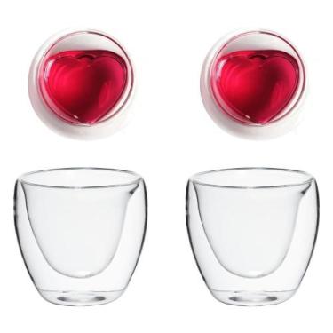 Imagem de Copo Coração Parede Dupla 2 Peças 250 Ml Vidro Borossilicato - Mimo St
