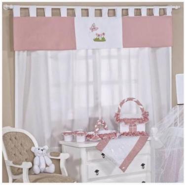 Imagem de Cortina Para Quarto de Bebê Cristal Salmão 03 peças - Coleção Encanto 